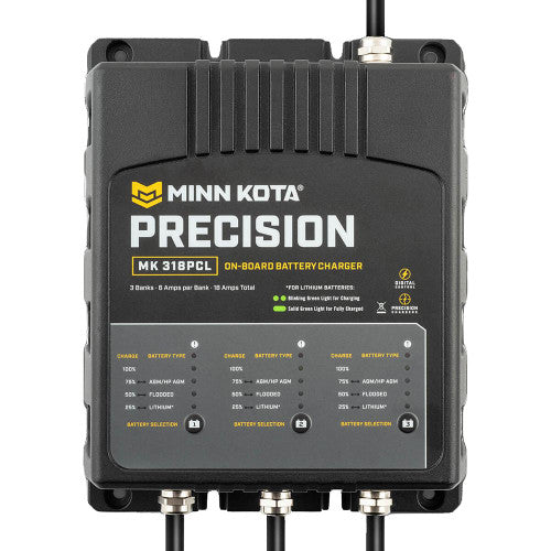 Minn Kota 1833181 On-Board Precision Charger MK-318 PCL 3 Bank x 6 AMP LI Optimized Charger